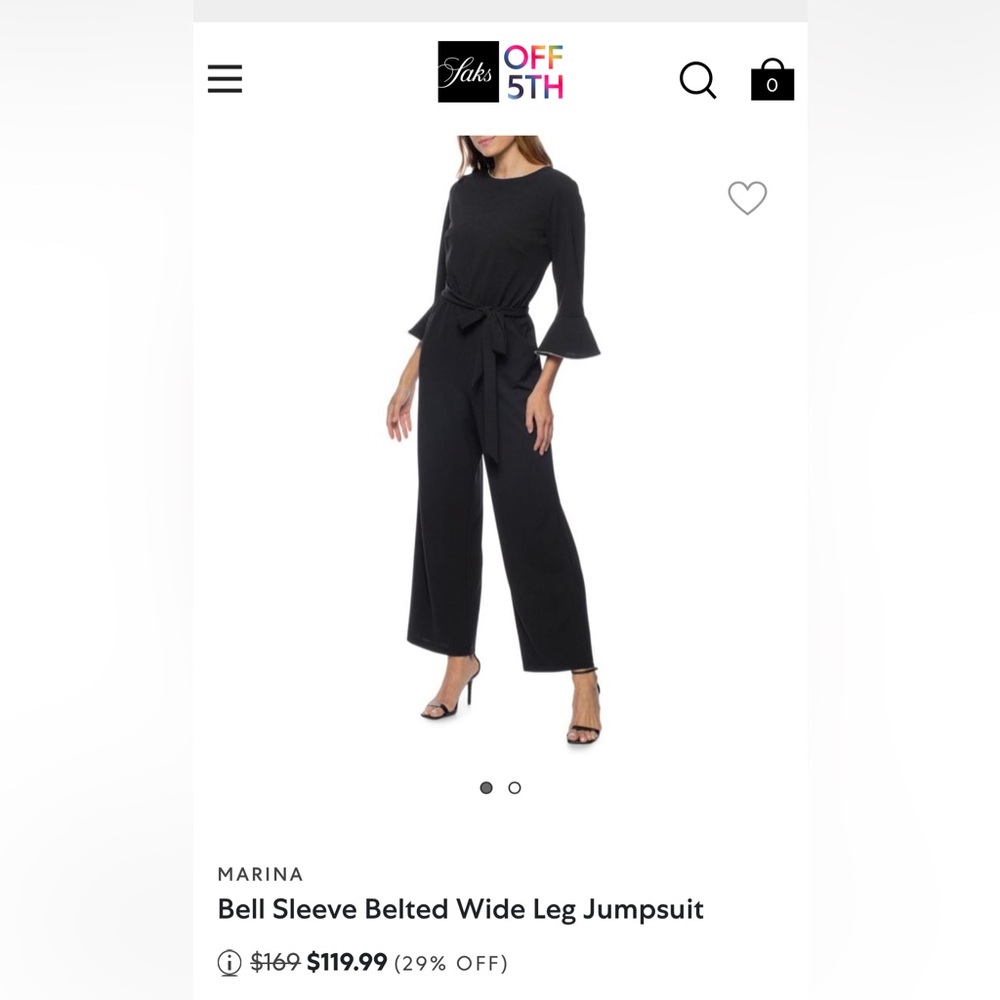 Bell sleeve belted wide leg jumpsuit size 12